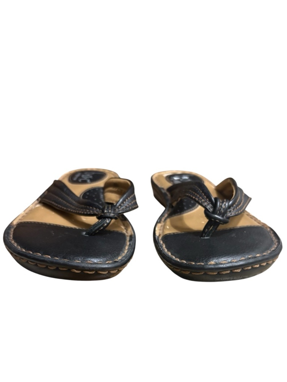 B.O.C. Born Concepts Edie Black Leather Flip Flop Thong Sandals Size 6 -- flaw - Picture 4 of 10